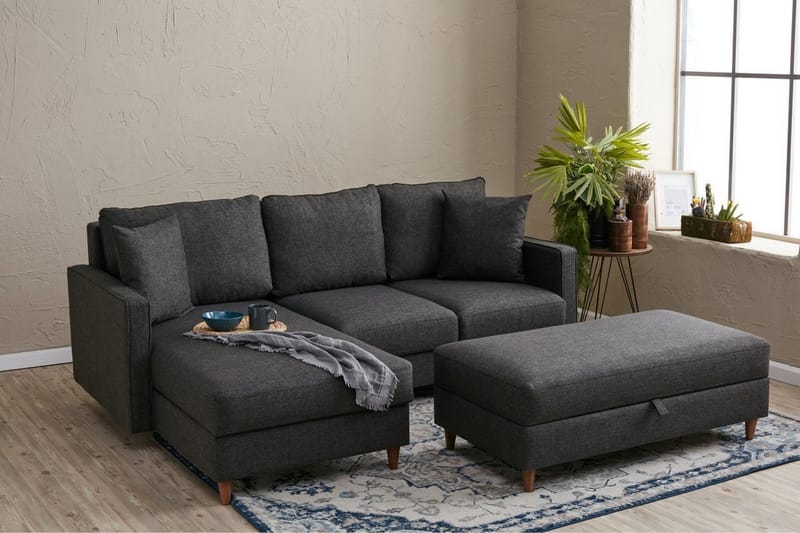 Braneles Sofa med Chaiselong 4-personers - Antracit - Møbler - Sofaer - Sofa med chaiselong