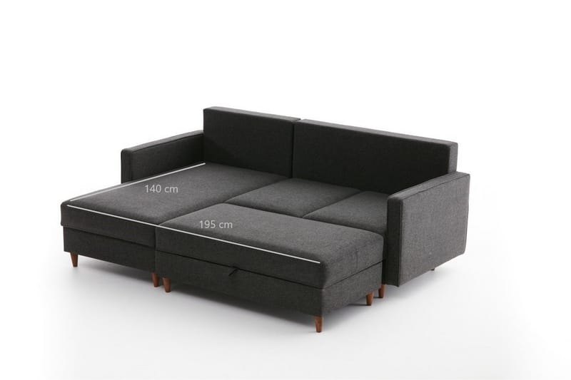 Braneles Sofa med Chaiselong 4-personers - Antracit - Møbler - Sofaer - Sofa med chaiselong