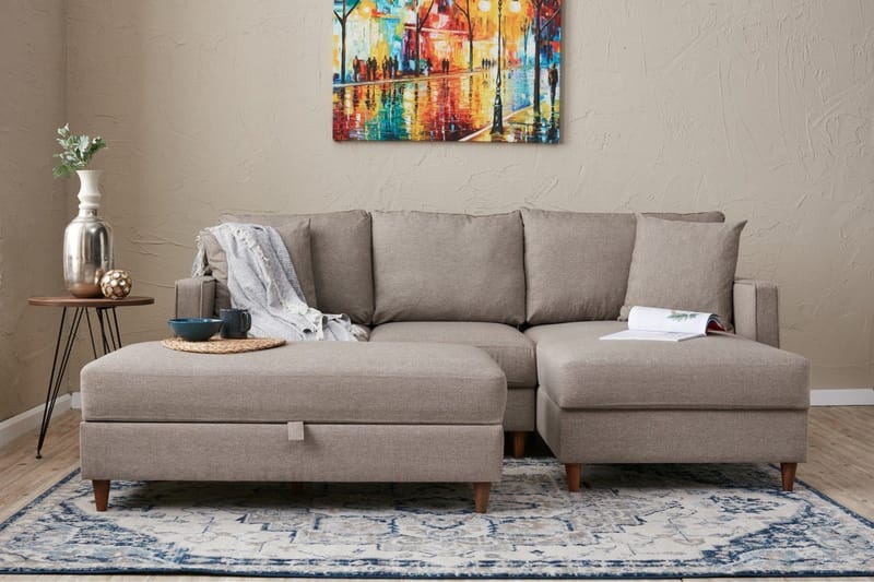 Braneles Sofa med Chaiselong 4-personers - Beige - Møbler - Sofaer - Sofa med chaiselong