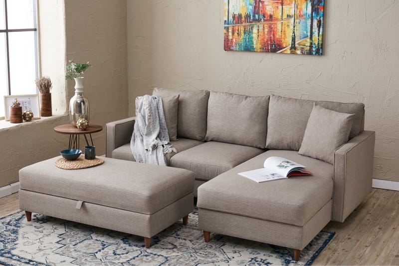 Braneles Sofa med Chaiselong 4-personers - Beige - Møbler - Sofaer - Sofa med chaiselong