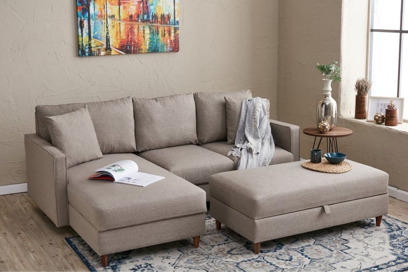 Braneles Sofa med Chaiselong 4-personers - Beige - Møbler - Sofaer - Sofa med chaiselong