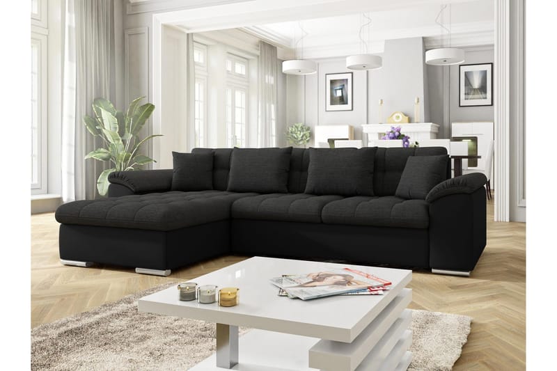 Camior Sofa med Divan 3-personers - Sort - Møbler - Sofaer - Sofa med chaiselong