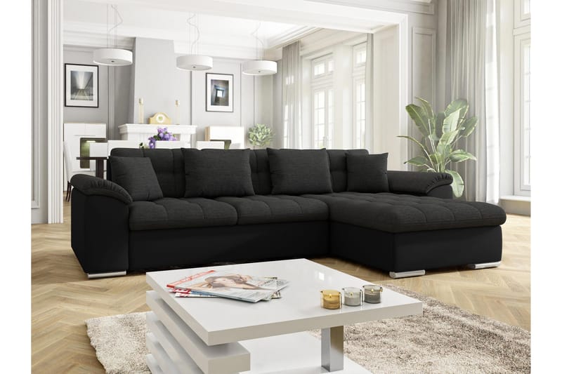 Camior Sofa med Divan 3-personers - Sort - Møbler - Sofaer - Sofa med chaiselong