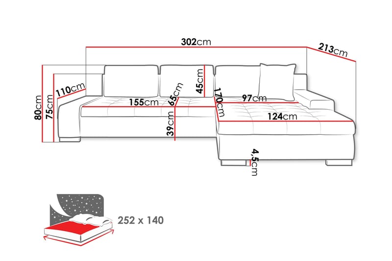 Cerys Sofa med Divan 3-personers - Hvid - Møbler - Sofaer - Sofa med chaiselong