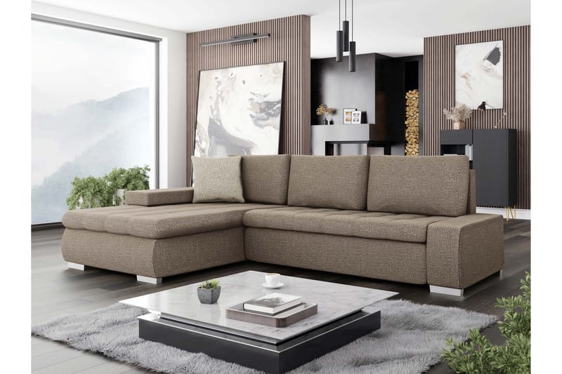 Cerys Sofa med Divan 3-personers - Brun/Beige - Møbler - Sofaer - Sofa med chaiselong