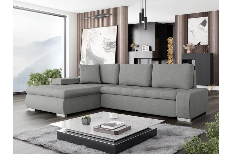 Cerys Sofa med Divan 3-personers - Grå - Møbler - Sofaer - Sofa med chaiselong