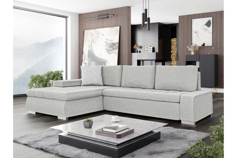 Cerys Sofa med Divan 3-personers - Lys grå - Møbler - Sofaer - Sofa med chaiselong