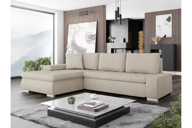 Cerys Sofa med Divan 3-personers - Beige - Møbler - Sofaer - Sofa med chaiselong