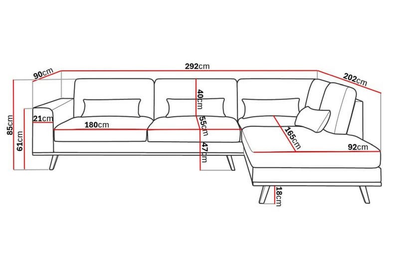 Copenhagen 2,5-personers L-Sofa - Brun/Eg - Møbler - Sofaer - Sofa med chaiselong