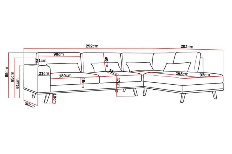 Copenhagen 2,5-personers L-Sofa - Brun/Eg - Møbler - Sofaer - Sofa med chaiselong