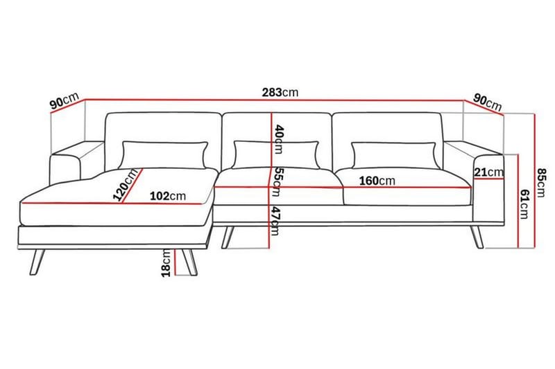 Copenhagen 4-personers L Sofa Manchester Divan Venstre - Beige - Møbler - Sofaer - Sofa med chaiselong