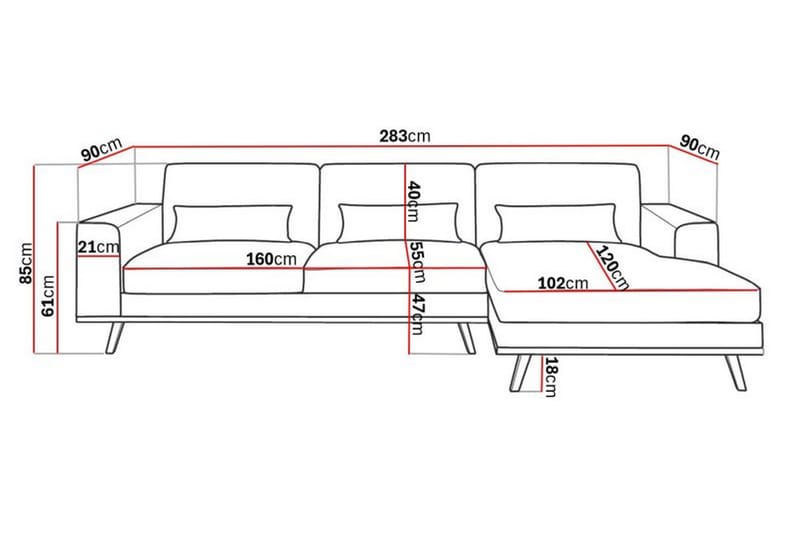 Copenhagen Chaiselongsofa - Brun - Møbler - Sofaer - Sofa med chaiselong