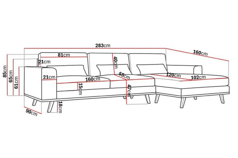 Copenhagen Chaiselongsofa - Brun - Møbler - Sofaer - Sofa med chaiselong