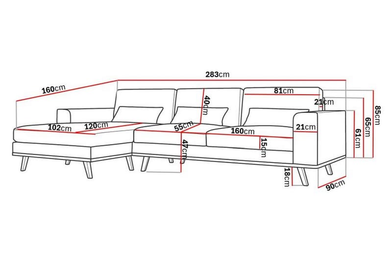 Copenhagen Chaiselongsofa - Brun - Møbler - Sofaer - Sofa med chaiselong