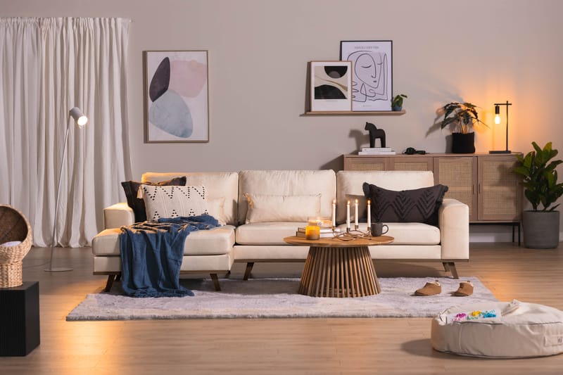 Copenhagen Chaiselongsofa Velour - Beige - Møbler - Sofaer - Sofa med chaiselong