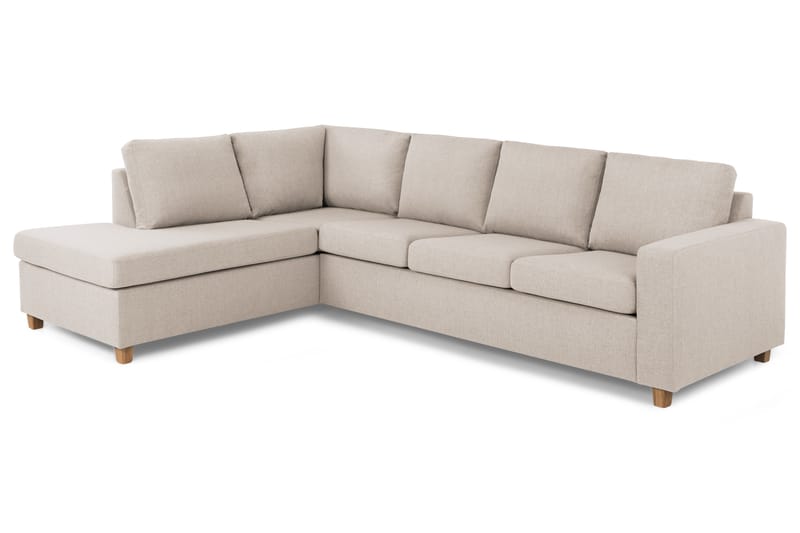 Crazy 3-Pers. Sofa med Chaiselong Venstre - Beige - Sofa med chaiselong - Lædersofaer - 2-personer sofa med chaiselong - 3 personers sofa med chaiselong - 4 personers sofa med chaiselong - Velour sofaer