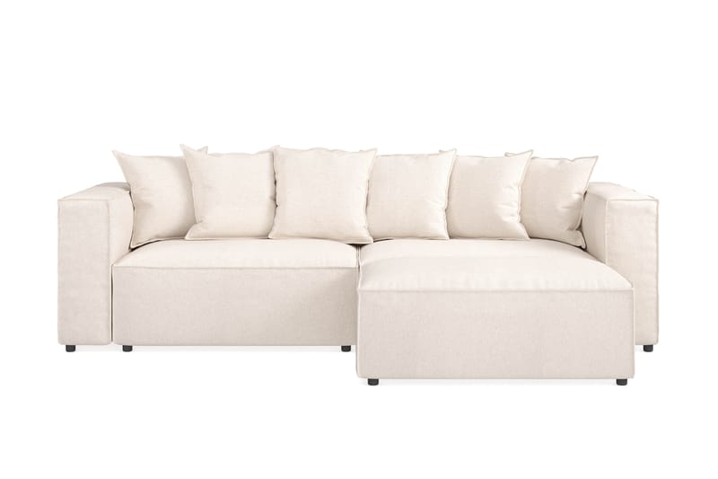 Cubo L-sofa - Beige - Sofa med chaiselong - Lædersofaer - 2-personer sofa med chaiselong - 3 personers sofa med chaiselong - 4 personers sofa med chaiselong - Velour sofaer