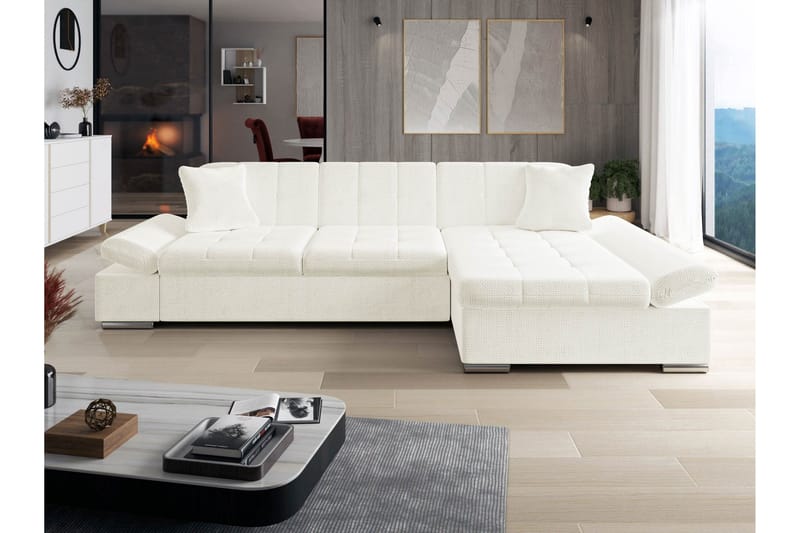 Djerra Sofa med Divan 3-personers - Hvid - Møbler - Sofaer - Sofa med chaiselong