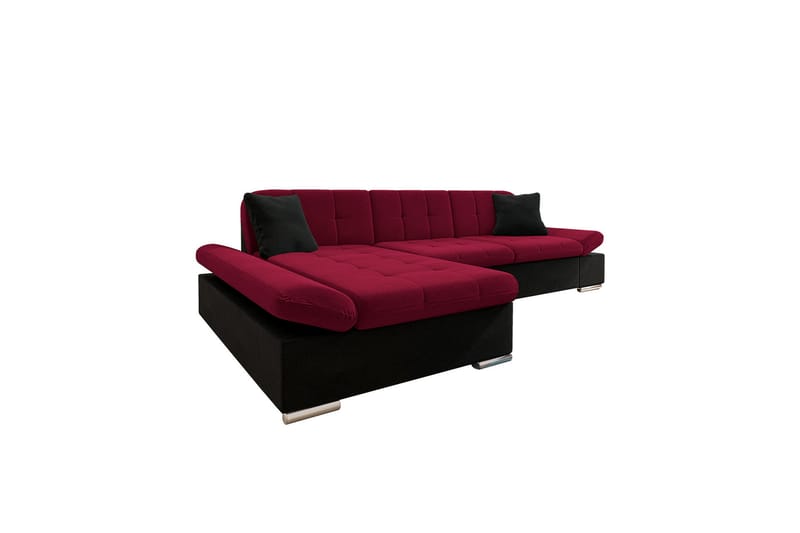 Djerra Sofa med Divan 3-personers - Rød/Sort - Møbler - Sofaer - Sofa med chaiselong