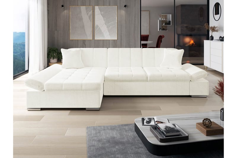 Djerra Sofa med Divan 3-personers - Hvid - Møbler - Sofaer - Sofa med chaiselong