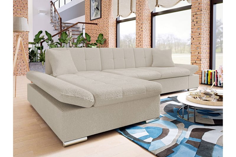 Djerra Sofa med Divan 3-personers - Beige - Møbler - Sofaer - Sofa med chaiselong