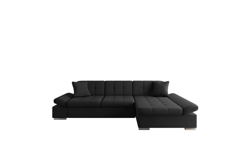 Djerra Sofa med Divan 3-personers - Sort - Møbler - Sofaer - Sofa med chaiselong