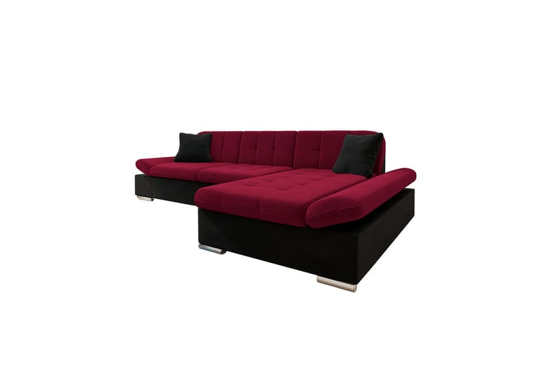 Djerra Sofa med Divan 3-personers - Rød/Sort - Møbler - Sofaer - Sofa med chaiselong