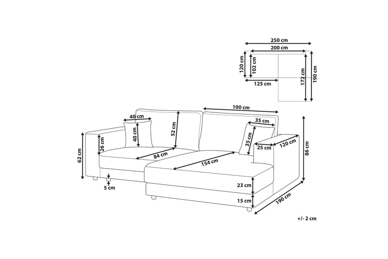 Ersi Sofa med Chaiselong 3-personers - Grå/Sort - Møbler - Sofaer - Sofa med chaiselong