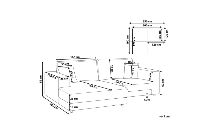 Ersi Sofa med Chaiselong 3-personers - Hvid/Sort - Møbler - Sofaer - Sofa med chaiselong