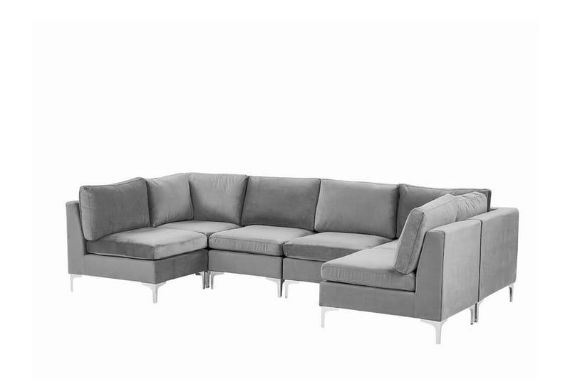 Evja 6-Pers. Chaiselongsofa - Velour/Grå - Møbler - Sofaer - Sofa med chaiselong