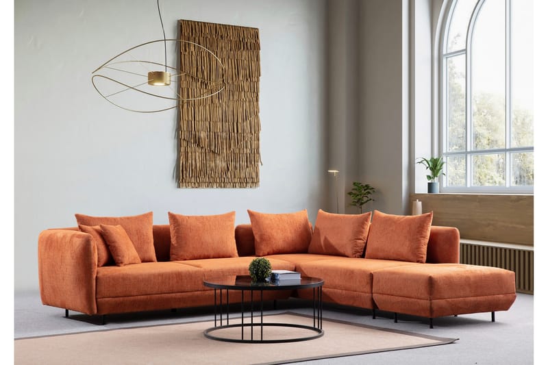 Floransa 4-personers Sofa med Chaiselong - Orange - Møbler - Sofaer - Sofa med chaiselong