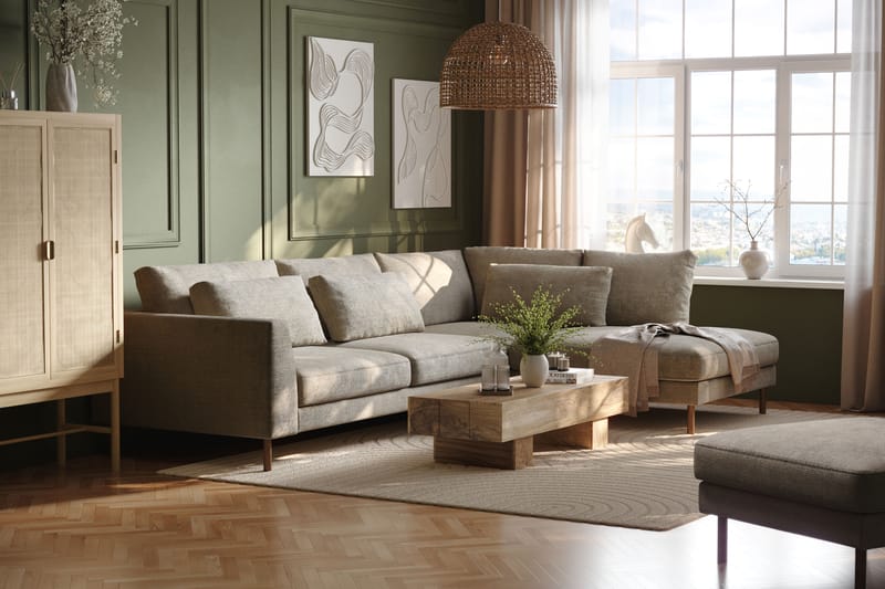 Florenz 3-personers Sofa med Chaiselong Højre - Grå/Beige - Møbler - Sofaer - Sofa med chaiselong