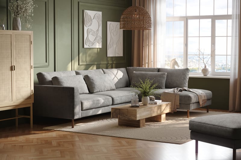 Florenz 3-personers Sofa med Chaiselong Højre - Lysegrå - Møbler - Sofaer - Sofa med chaiselong