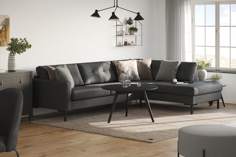 Frillestad 4-pers Sofa med Chaiselong Højre - Mørkegrå - Møbler - Sofaer - Sofa med chaiselong