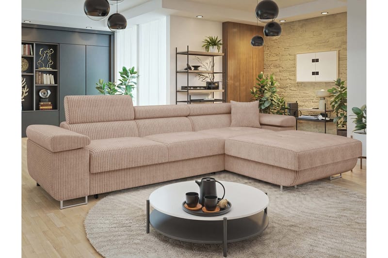 Gabina Sofa med Divan 3-personers - Rosa - Møbler - Sofaer - Sofa med chaiselong