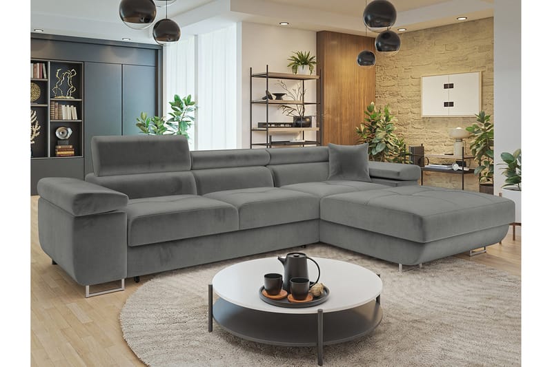 Gabina Sofa med Divan 3-personers - Grå - Møbler - Sofaer - Sofa med chaiselong