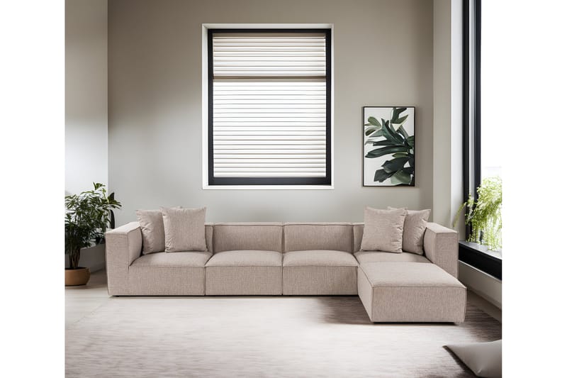 Gregor Sofa med Chaiselong 4-personers - Sand beige - Møbler - Sofaer - Sofa med chaiselong