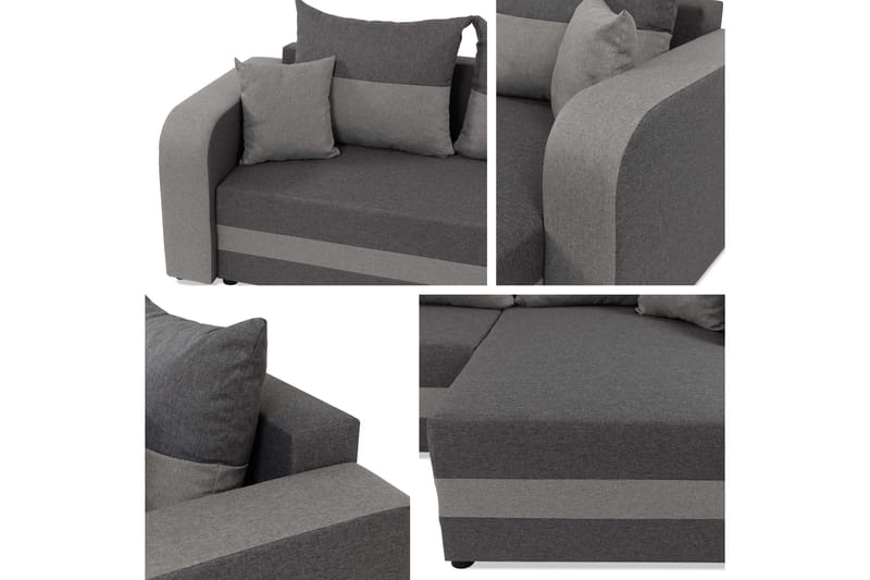 Hewlet Sofa med Divan 3-personers - Sort/Rød - Møbler - Sofaer - Sofa med chaiselong