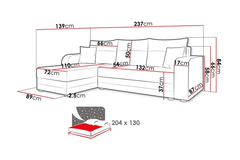 Hewlet Sofa med Divan 3-personers - Grøn - Møbler - Sofaer - Sofa med chaiselong