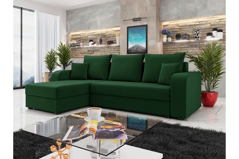 Hewlet Sofa med Divan 3-personers - Grøn - Møbler - Sofaer - Sofa med chaiselong