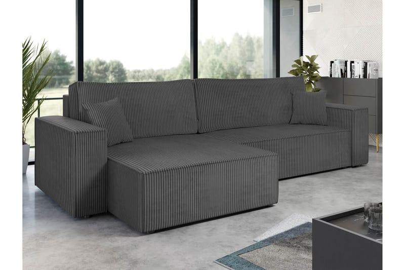 Hobson Sofa med Divan 3-personers - Mørk grå - Møbler - Sofaer - Sofa med chaiselong