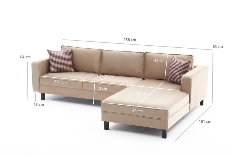 Kaletea Sofa m. Chaiselong 4-Pers. - Beige - Møbler - Sofaer - Sofa med chaiselong