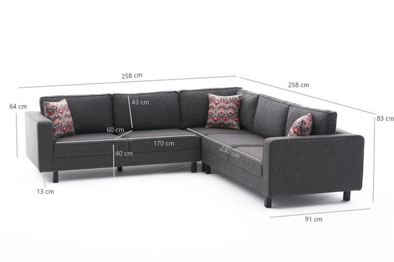 Kaletea Sofa m. Chaiselong 4-Pers. - Antracit - Møbler - Sofaer - Sofa med chaiselong