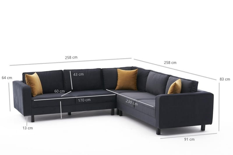 Kaletea Sofa m. Chaiselong 4-Pers. - Mørkegrå - Møbler - Sofaer - Sofa med chaiselong