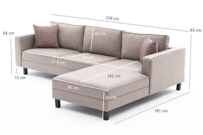 Kaletea Sofa m. Chaiselong 4-Pers. - Cream - Møbler - Sofaer - Sofa med chaiselong