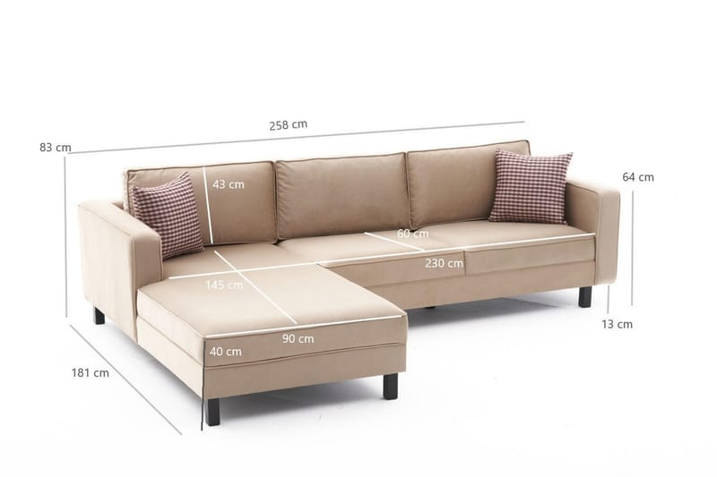 Kaletea Sofa m. Chaiselong 4-Pers. - Beige - Møbler - Sofaer - Sofa med chaiselong