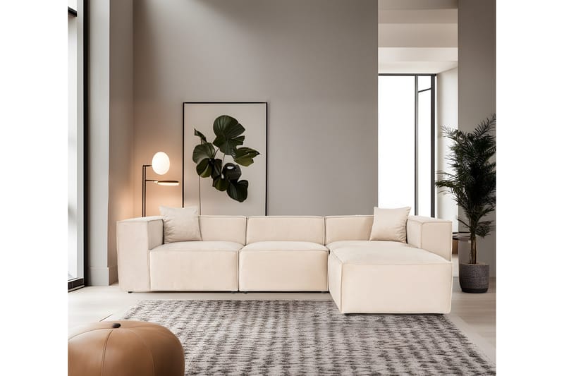 Kaolins Sofa med Chaiselong 3-personers - Creme - Møbler - Sofaer - Sofa med chaiselong