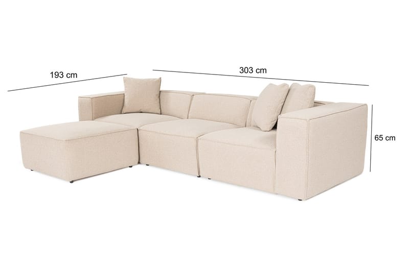 Kaolins Sofa med Chaiselong 3-personers - Fersken - Møbler - Sofaer - Sofa med chaiselong