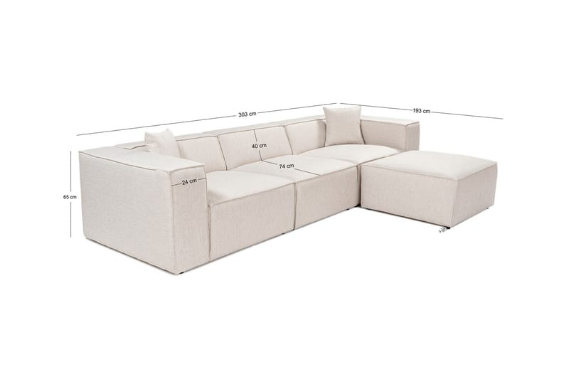 Kaolins Sofa med Chaiselong 3-personers - Lys brun - Møbler - Sofaer - Sofa med chaiselong