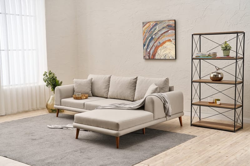 Khambalia 4-personers Sofa med Chaiselong - Creme - Møbler - Sofaer - Sofa med chaiselong